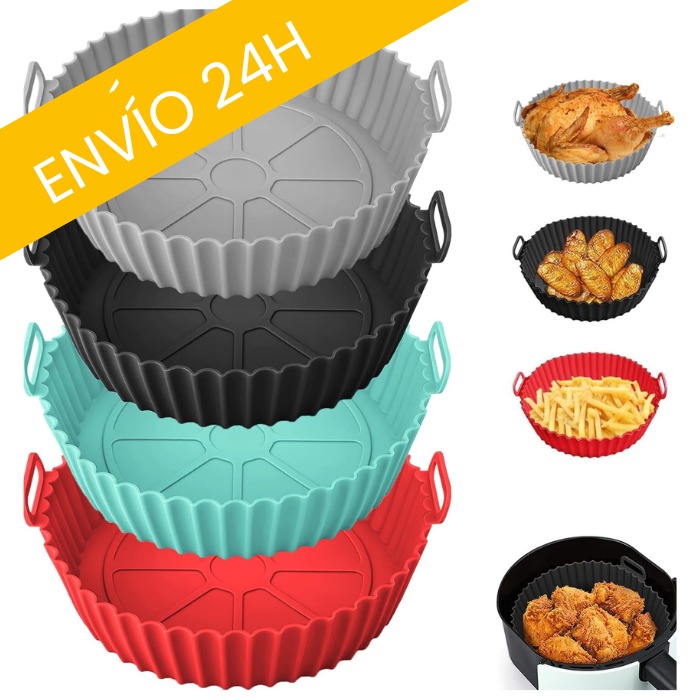 KIT X6 MOLDES SILICONA PARA FREIDORA DE AIRE AIR FRYER - MULTITAMAÑO ANTIADHERENTE